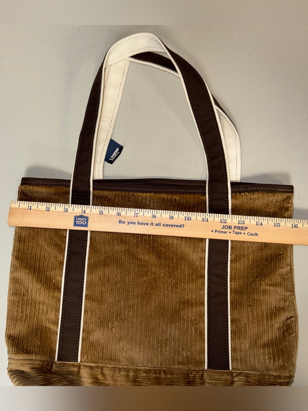 NWT LANDS END 5 Pocket Corduroy Tote Bag Tan Brown Dark Toffee Preppy Classic - Picture 6 of 14